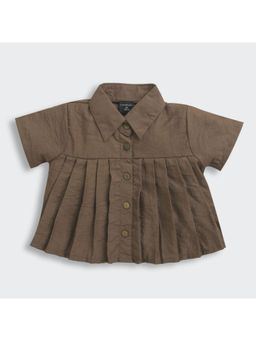 TINY GIRL - Brown Pleated Shirt-Style Top
