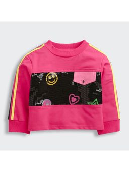 TINY GIRL - Pink Full Sleeves Sequin Embellished T-Shirt