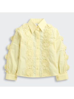 TINY GIRL - Cream Full Sleeves Lace Detailed Shirt