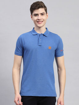 Rock.it - Mens Blue Solid Half Sleeve Polo T-Shirt