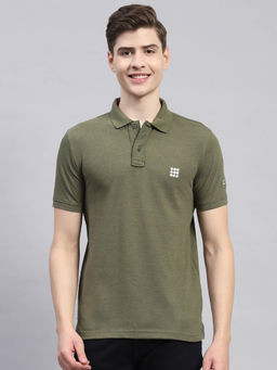 Rock.it - Mens Olive Solid Half Sleeve Polo T-Shirt