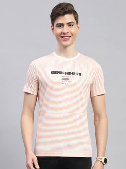 Monte Carlo - Mens Pink Printed Round Neck Half Sleeve T-Shirt