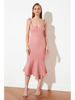 Trendyol - Rose Frill Sleeve Midi Slip Dress