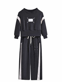 Little Surprise Box - Black Solid Sweatshirt and Trackpant (Set of 2)