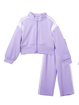 Little Surprise Box - Purple Solid Sweatshirt and Trackpant (Set of 2)