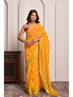 Sutra Attire - Mustard Festive Wear Bandhani Georgette Saree with Unstitched Blouse