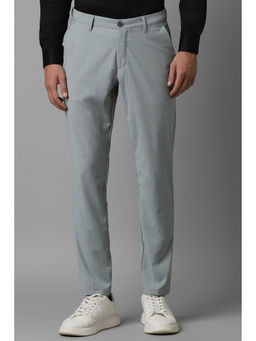 Louis Philippe - Men Grey Slim Fit Check Flat Front Casual Trousers