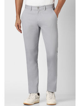 Peter England - Men Grey Solid Super Slim Fit Casual Trousers