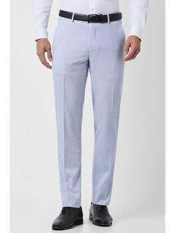 Peter England - Men Blue Solid Slim Fit Formal Trousers