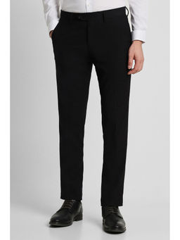 Peter England - Men Black Check Slim Fit Formal Trousers