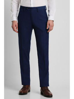 Peter England - Men Navy Solid Slim Fit Formal Trousers