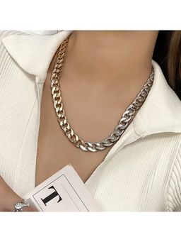 Yellow Chimes - Gold-Toned and Silver-Toned Linked Chain Designed Necklace