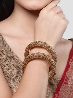 Karatcart - Gold Plated Set Of 2 Elephant Design Bangle For Women