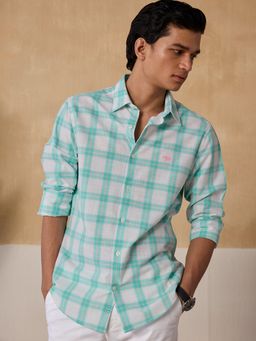 Andamen - Men Green Check Cotton Slim Full Sleeve Shirt