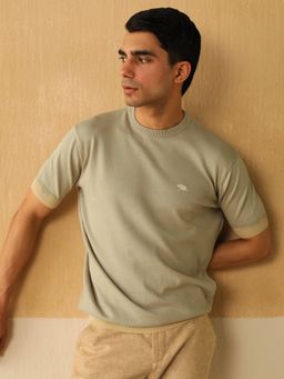 Andamen - Regular Fit Men Grey Solid Cotton Single Jersey Crew Neck T-Shirt