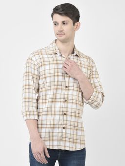 CRIMSOUNE CLUB - Mens Beige Plaid Shirt