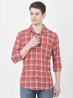 CRIMSOUNE CLUB - Mens Bright Red Checkered Shirt