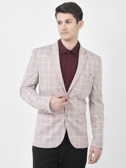 CRIMSOUNE CLUB - Mens Dusty Pink Checked Blazer