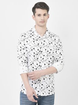 CRIMSOUNE CLUB - Mens White Abstract Print Shirt