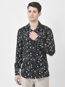CRIMSOUNE CLUB - Mens Black Abstract Print Shirt