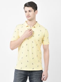 CRIMSOUNE CLUB - Mens Custard Yellow Graphic Polo T-Shirt