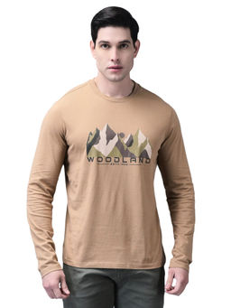 WOODLAND - Men Beige Printed Crew Neck T-Shirt