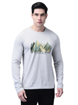 WOODLAND - Men Grey Printed Crew Neck T-Shirt