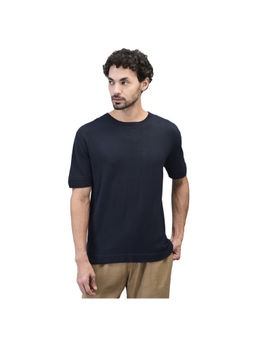 WOODS - Men Black Solid Crew Neck