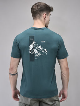 WOODLAND - Men Teal Printed Crew Neck T-Shirt