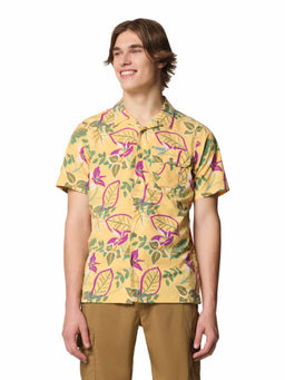Columbia - Mens Yellow Floral Printed Short Sleeves Shirt