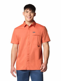 Columbia - Mens Orange Solid Twill Short Sleeves Shirt