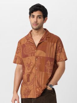 The Souled Store - Originals Printed Deep Brown Men Shirt