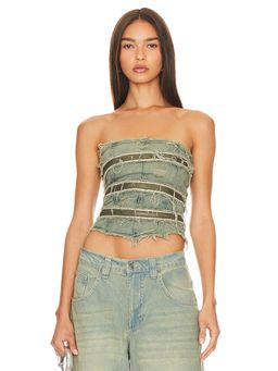 Jaded London - Zip Diamante Denim Corset