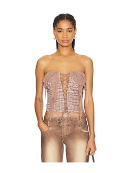 Jaded London - Distressed Lace Up Corset Top