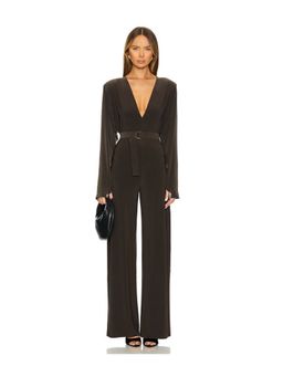 Norma Kamali - Dolman V Neck Jumpsuit With Shoulder Pads