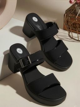Twenty Dresses by Nykaa Fashion - Womens Black Comfort Soft Party Block Sandal Heels