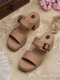 Twenty Dresses by Nykaa Fashion - Womens Beige Comfort Soft Party Block Sandal Heels
