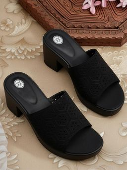 Twenty Dresses by Nykaa Fashion - Women Heel Sandal Comfort and Soft - Black