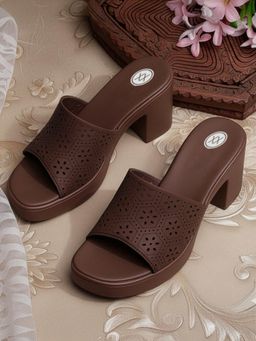 Twenty Dresses by Nykaa Fashion - Women Heel Sandal Comfort and Soft - Brown