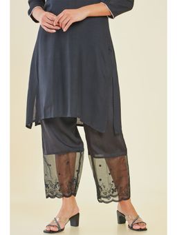 Soch - Women Black Rayon Floral Palazzo