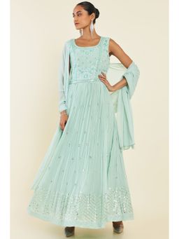 Soch - Women Green Georgette Floral Suit Set