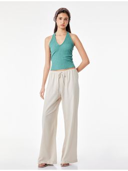 Koton - Beige Solid Wide Leg Pant