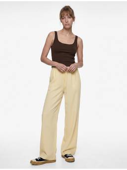 Koton - Yellow Solid Wide Leg Pant