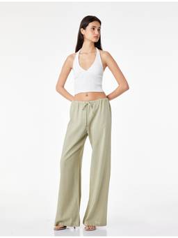 Koton - Khaki Solid Wide Leg Pant