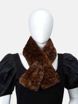 Kazo - Animal Print Faux Fur Scarf-Multi-Color