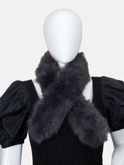 Kazo - Dark Grey Fur Scarf-Grey