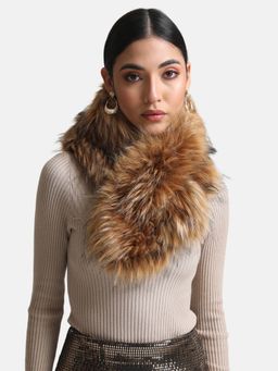 Kazo - Two Tone Fur Scarf-Gold