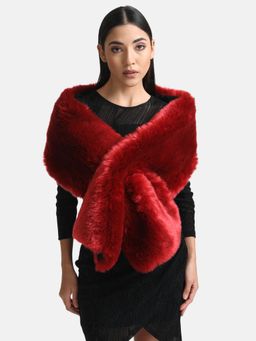Kazo - Faux Fur Long Scarf-Red