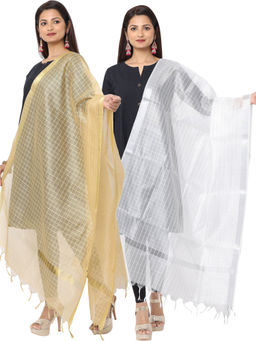 Hella Fashions - Multi-Color Net Checks Dupattas (Pack of 2)