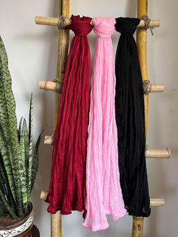 Hella Fashions - Multi-Color Chiffon Solid Dupattas (Pack of 3)